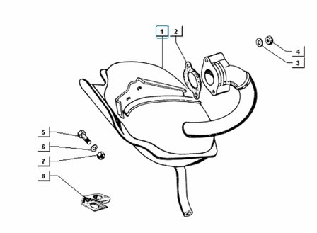 Exhaust  ApeTM + Vespacar P2 + Apecar P501-P601 Petrol version - imitation