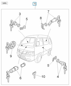 Lock set complete Porter Multitech 1.3 E5 + D120 1.2 + Electric - VAN