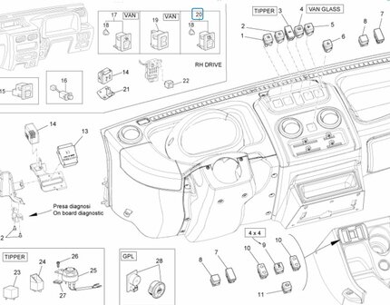 Rear fog light switch Daihatsu / Porter 