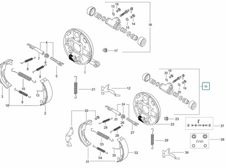 Front wheel brake cilinder Ape Classic + Calessino Diesel