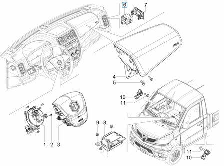 Schakelaar deactivering airbag bijrijder Porter NP6 1.5