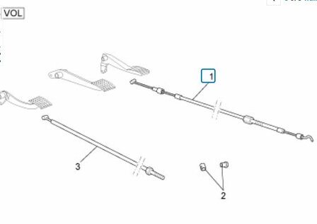 Throttle Cable  1th. part from throttle pedal ApeTM - Petrol