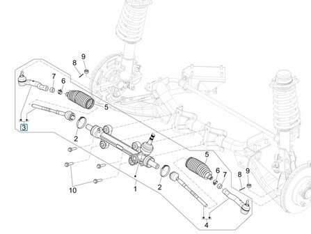 Steering rod complete with ball joint Porter NP6 1.5 - Right