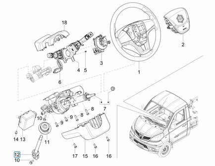 Steering axle with universal joint Porter NP6 1.5