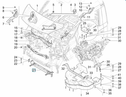 Radiator bracket / intermediate beam Porter NP6 1.5