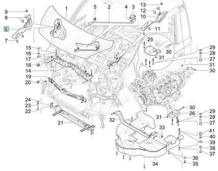 Bonnet hinge Porter NP6 1.5 - Right