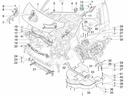 Scharnier motorkap Porter NP6 1.5 - Links