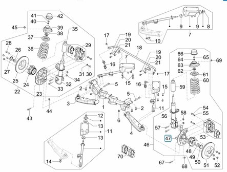 Wheel hub - housing front wheel Porter NP6 1.5 - Left 