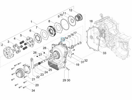 Spring on pressure plate - clutch Calessino 200 E2 + Ape Classic 400 E2 Diesel