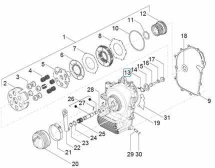 Spring on pressure plate - clutch Calessino 200 E2 + Ape Classic 400 E2 Diesel