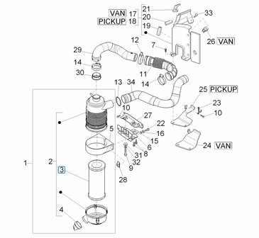 Luchtfilter element Porter Multitech 1.3 E5 + E6 - AKTIE