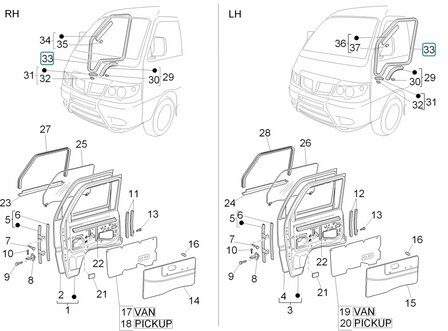 Door gasket Daihatsu / Porter 