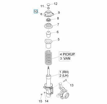 Moer schokdemper  bovenplaat Daihatsu / Porter