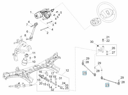 Stuurstang compleet + stuurkogels Daihatsu / Porter - AKTIE