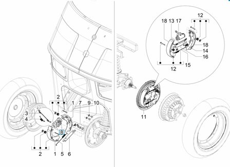 Front wheel brake cylinder Ape50 EU4 + Calessino 200 EU2 + EU4 - SALE