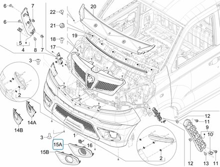 Front fog light cover Porter NP6 1.5 - Left