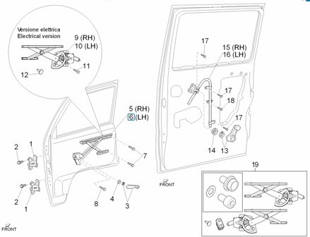 Raammechanisme zijruit Daihatsu / Porter -Links - AKTIE