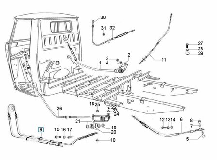 Handremkabel Ape Classic 400 EU2 + EU4  Diesel