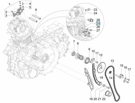 Gasket tensioner distribution chain - cylinder head Calessino 200 E2 + E4