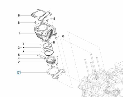 Cilinder voetpakking Calessino 200 EU4 0.4mm. dikte