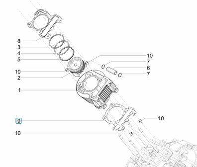 Cilinder base gasket Calessino 200 EU2  - 0,4 mms.