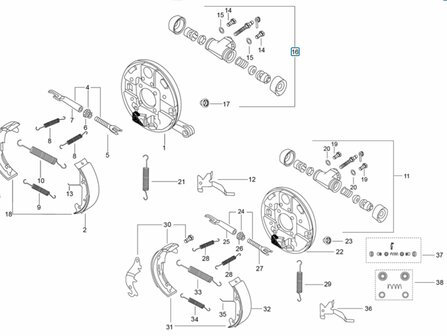 Rear wheel brake cilinder Ape Classic + Calessino Diesel