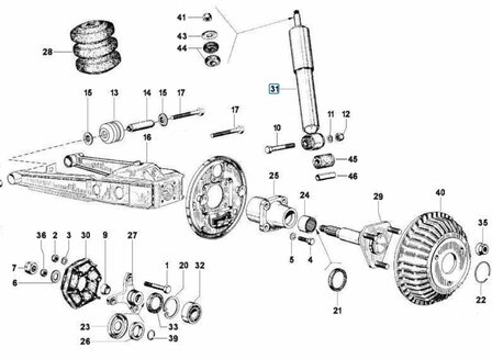 Rear shock absorber Calessino + Ape Classic + Vespacar P2 + Apecar P501-P601