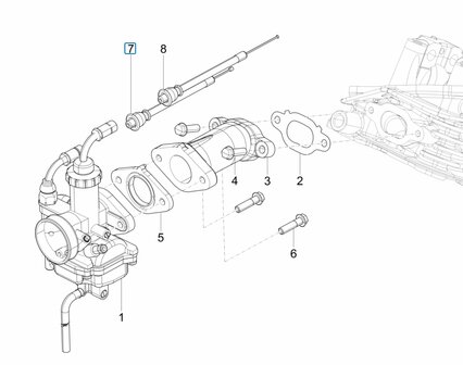 Chokekabel van stuur - carburateur Calessino 200 EU2