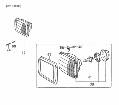 Headlight Porter Model 1992 to 1998