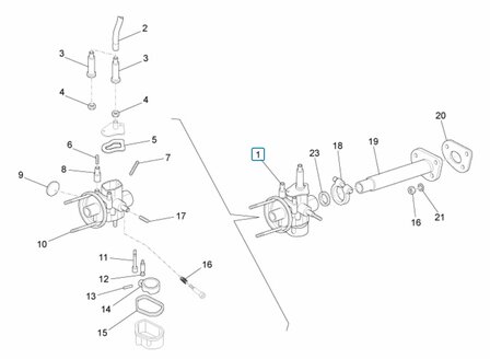 Carburateur Ape50 tot 2018 - 15mm (standaard) - AKTIE