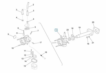 Carburateur Ape50 tot 2018 - 15mm (standaard)