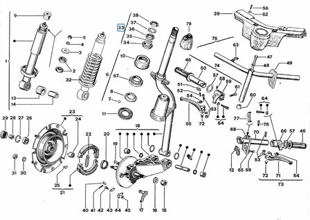 Front fork bearing set - top side Ape50 - SALE