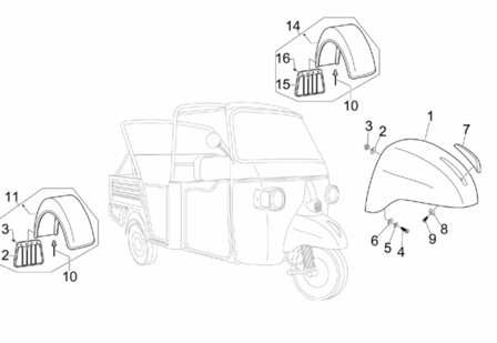 Front fender gasket ApeTM + Calessino Diesel + Apecar P501-P601