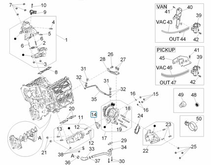 Gasket turbocharger Porter D120 1.2 Diesel - inlet side