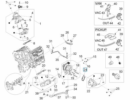 Gasket turbocharger Porter D120 1.2 Diesel - exhaust side