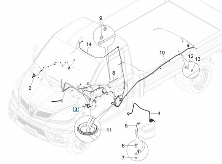 Wiring harness in door - versions with electric mirrors Porter NP6 1.5 - Left