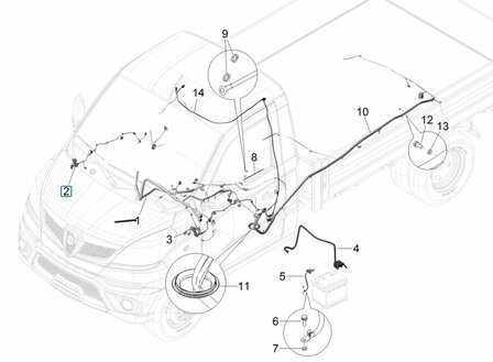 Wiring harness in door - versions without electric mirrors Porter NP6 1.5 - Right