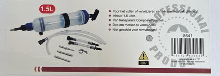 Olievulspuit 1.5Ltr. Voor brandstof, motorolie, cardan, versnellingsbak