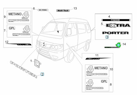 Embleem - sticker &#039;&#039;Porter&#039;&#039; - Achterzijde