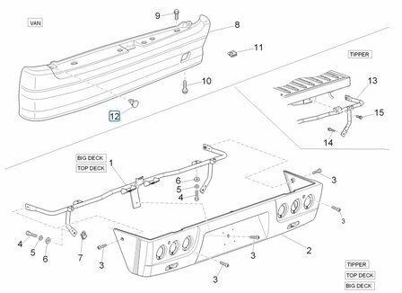 Bevestigingsklemmetje achterbumper Daihatsu / Porter VAN