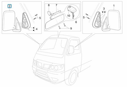 Side mirror Porter +2009 - Right - SALE