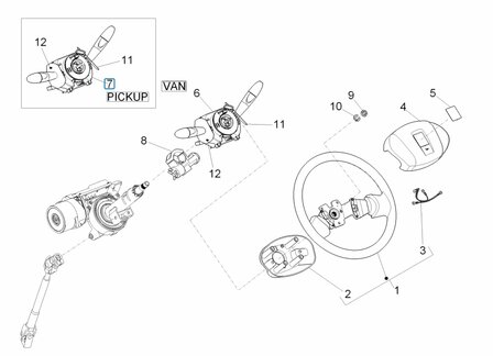 Steering column switch unit Porter Update 1.3 + Multitech 1.3 E5 + E6 + D120 1.2 - Pick-up - SALE