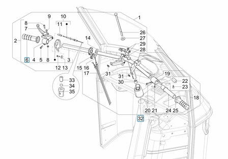 Protection cover front suspension - bearing Ape50