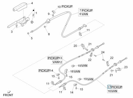 Handremkabel 2e deel Porter Pick-up - Links