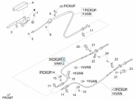 Parking brake cable Porter Pick-up - Right