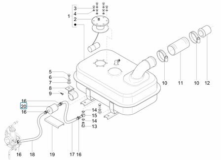 Brandstoffilter Ape Classic 400 E2 + E4 + 422cc Diesel + Calessino 200 E2 Benzine + 422cc Diesel