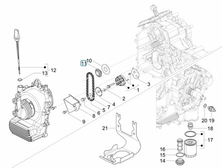 Crankshaft sprocket - oil pump Calessino 200 E2