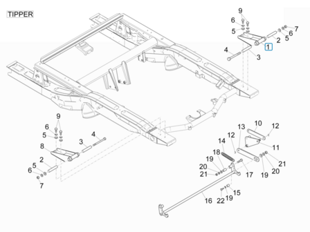 Hinge tipping / cargo bay Porter +2009 - Right