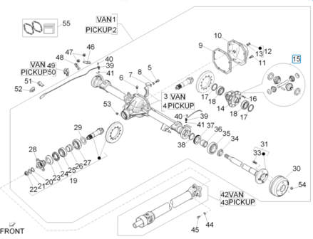 Revision kit - gear in differential rear axle Daihatsu / Porter - Pick-up