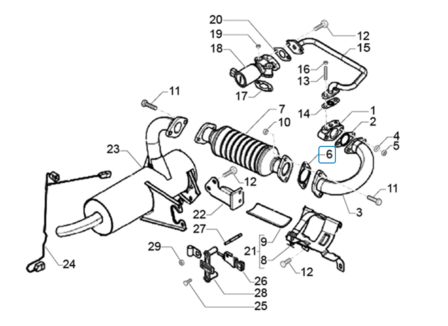 Exhaust gasket between exhaust - catalyst / particulate filter and bend Ape Classic 400 E2 + E4 Diesel